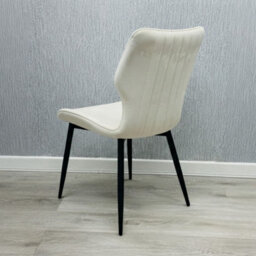 Stratus Interiors Windsor Winged Back Velvet Dining Chair - Soft Cream Velvet Seat & Black Legs  - W 63 D 54 H 88 Cm - thumbnail 2