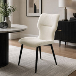 Stratus Interiors Windsor Winged Back Velvet Dining Chair - Soft Cream Velvet Seat & Black Legs  - W 63 D 54 H 88 Cm - thumbnail 1