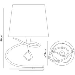 Luminosa Lighting Luminosa Mara Table Lamp E14 Large, Antique Brass Ivory White Shade - thumbnail 3