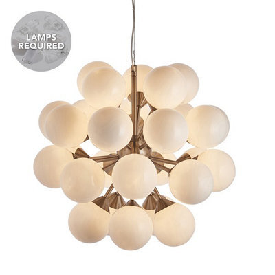 Luminosa Lighting Luminosa Oscar Globe Pendant Satin Nickel Effect Plate & Gloss White Glass 28 Light Dimmable Ip20 - G9