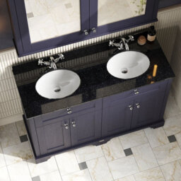 Hudson Reed Floor Standing Four Door Traditional Vanity Unit With Black Marble Double Basin In Twilight Blue, 1220 X 470mm - thumbnail 3