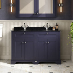 Hudson Reed Floor Standing Four Door Traditional Vanity Unit With Black Marble Double Basin In Twilight Blue, 1220 X 470mm - thumbnail 2