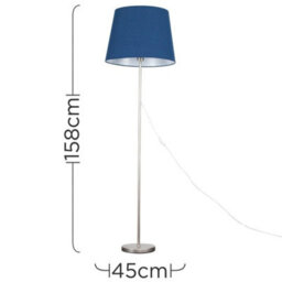Valuelights Charles Brushed Chrome Floor Lamp With Navy Tapered Shade - thumbnail 6