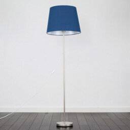 Valuelights Charles Brushed Chrome Floor Lamp With Navy Tapered Shade - thumbnail 4