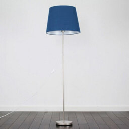 Valuelights Charles Brushed Chrome Floor Lamp With Navy Tapered Shade - thumbnail 5