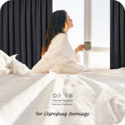 Deconovo Thermal Insulated Blackout Curtains Energy Saving Curtains Pencil Pleat 52 X 63 Inch Dark Grey 2 Panels - thumbnail 3