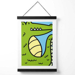 Artze Wall Art Cute Cartoon Style Crocodile Art Print With Black Frame Size: A4 - thumbnail 1