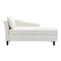 Living And Home Left Hand Facing Chenille Chaise Lounge With Storage And Pillow - thumbnail 3