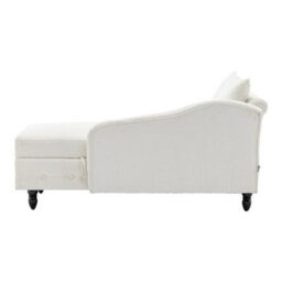 Living And Home Left Hand Facing Chenille Chaise Lounge With Storage And Pillow - thumbnail 5