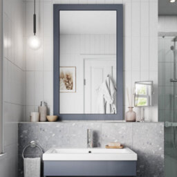 Affine Framed Wooden Bathroom Mirror Wood Frame Wall Mounted Mirrors White 1000 X 600mm - thumbnail 2