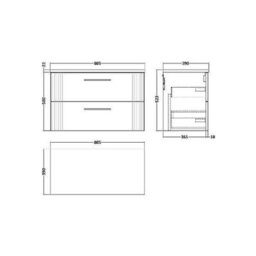 Nuie 800 W/h 2-Drawer Vanity & Laminate Top - thumbnail 3