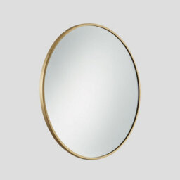 Industville Urban Round Wall Mirror, 24 Inch, Brass Frame