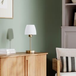 GoodHome Kluan Satin Brushed Brass Table Lamp - thumbnail 2