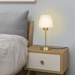 GoodHome Kluan Satin Brushed Brass Table Lamp - thumbnail 3