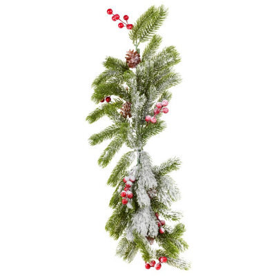 Urbn-Living Set Of 1 - Snowy Pine Cone Berry Christmas Branch 76Cm - image 1