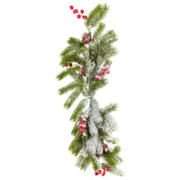 Urbn-Living Set Of 1 - Snowy Pine Cone Berry Christmas Branch 76Cm