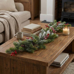 Urbn-Living Set Of 1 - Snowy Pine Cone Berry Christmas Branch 76Cm - thumbnail 2