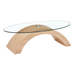 Furniture in Fashion Opel Oval Clear Glass Coffee Table With Sanremo Oak Base - thumbnail 2