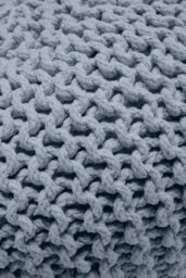 Knitted Pouffe Chunky Round Footstool Ottoman 100% Cotton Handmade Silver - thumbnail 5