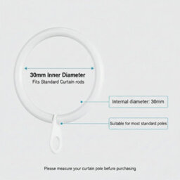 Homeelabador 30mm White Colour Pole Rod Curtain Rings With Eyelet - Pack Of 48 - thumbnail 3