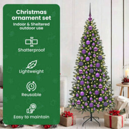 Vidaxl Christmas Bauble Set With 300 Leds 120 Pcs Lilac Plastic - thumbnail 7
