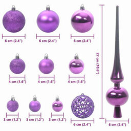 Vidaxl Christmas Bauble Set With 300 Leds 120 Pcs Lilac Plastic - thumbnail 3