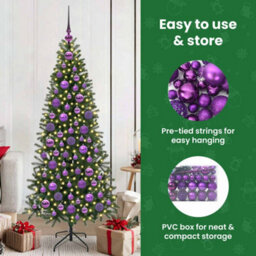 Vidaxl Christmas Bauble Set With 300 Leds 120 Pcs Lilac Plastic - thumbnail 9