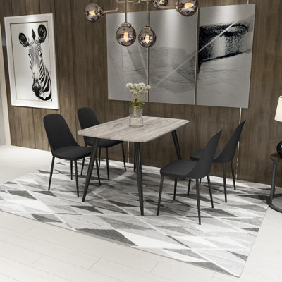 Core Products Aspen Grey Oak Effect 120Cm Rectangular Dining Table With 4 Black Plastic Duo Design Chairs - image 1