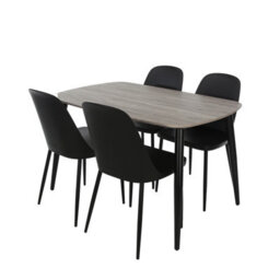 Core Products Aspen Grey Oak Effect 120Cm Rectangular Dining Table With 4 Black Plastic Duo Design Chairs - thumbnail 2