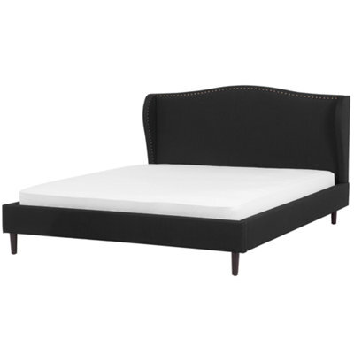 Beliani Bed Fabric Colmar 180 X 200 Cm (Eu Super King) Black - image 1