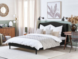 Beliani Bed Fabric Colmar 180 X 200 Cm (Eu Super King) Black - thumbnail 2