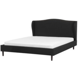 Beliani Bed Fabric Colmar 180 X 200 Cm (Eu Super King) Black - thumbnail 1