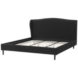 Beliani Bed Fabric Colmar 180 X 200 Cm (Eu Super King) Black - thumbnail 5