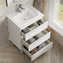 Banyetti Vatilla 600mm Floorstanding Vanity Unit With Athena Basin - Gloss White - thumbnail 4