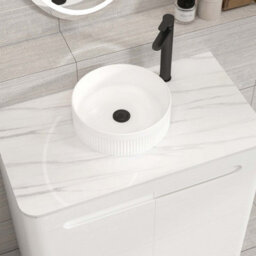 Royal Bathrooms Venice 800mm Gloss White Freestanding Bathroom Countertop Vanity Unit 2 Door With Round Basin - thumbnail 6