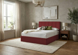 Slumbre Stafford Plush Velvet Sleigh Bed - 4Ft6 Double - Burgundy