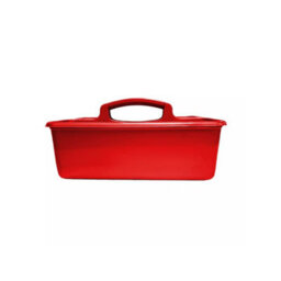 Red Medium Cleaning Caddy Plastic Basket Tote Tidy Tray Handle Carry All Organiser - thumbnail 3