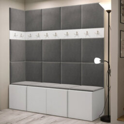 Orion Ii Hallway Set White Shoe Cabinet Hangers Grey Panels - thumbnail 2