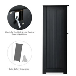 Bathroom Floor Cabinet Storage W/ Adjustable Shelf & Drawers Black - thumbnail 2