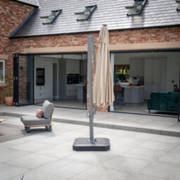 Ares 3.5M Round Cantilever Parasol With Solar Powered Led Lights In Beige - thumbnail 3