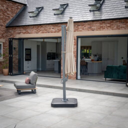 Ares 3.5M Round Cantilever Parasol With Solar Powered Led Lights In Beige - thumbnail 2