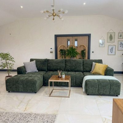 Stratus Interiors Green Shanghai Bubble U-Shape Sofa Bed - Soft Chenille Fabric - image 1