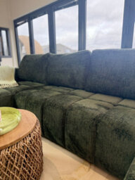 Stratus Interiors Green Shanghai Bubble U-Shape Sofa Bed - Soft Chenille Fabric - thumbnail 3