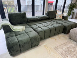 Stratus Interiors Green Shanghai Bubble U-Shape Sofa Bed - Soft Chenille Fabric - thumbnail 2