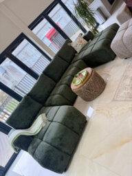 Stratus Interiors Green Shanghai Bubble U-Shape Sofa Bed - Soft Chenille Fabric - thumbnail 4