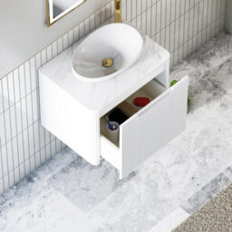 Royal Bathrooms Avenza 600mm Matt White Wall Hung Bathroom Countertop Vanity Unit 1 Drawer With Nova Basin - thumbnail 5