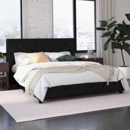 Dorel Home Dakota Upholstered Bed Pu Black, King - thumbnail 6