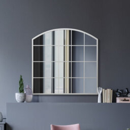 Mirroroutlet The Arcus White Framed Arched Window Leaner/wall Mirror 100Cm X 100Cm - thumbnail 1
