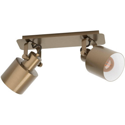 Loops Contemporary Brushed Creme-Gold And White Double Ceiling Spotlight - 21Cm E27 For Indoor Spaces - image 1