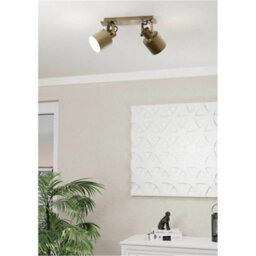 Loops Contemporary Brushed Creme-Gold And White Double Ceiling Spotlight - 21Cm E27 For Indoor Spaces - thumbnail 3